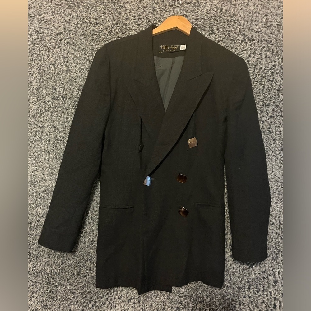 Vtg 90s High Point New York Gray Linen Blazer 100 wool  Size 12